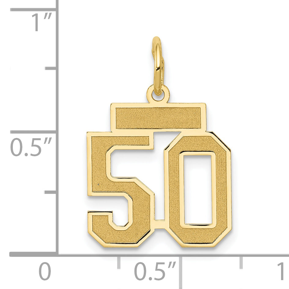 14K Yellow Gold Small Satin Number 50 Charm
