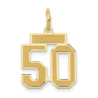 14K Yellow Gold Small Satin Number 50 Charm