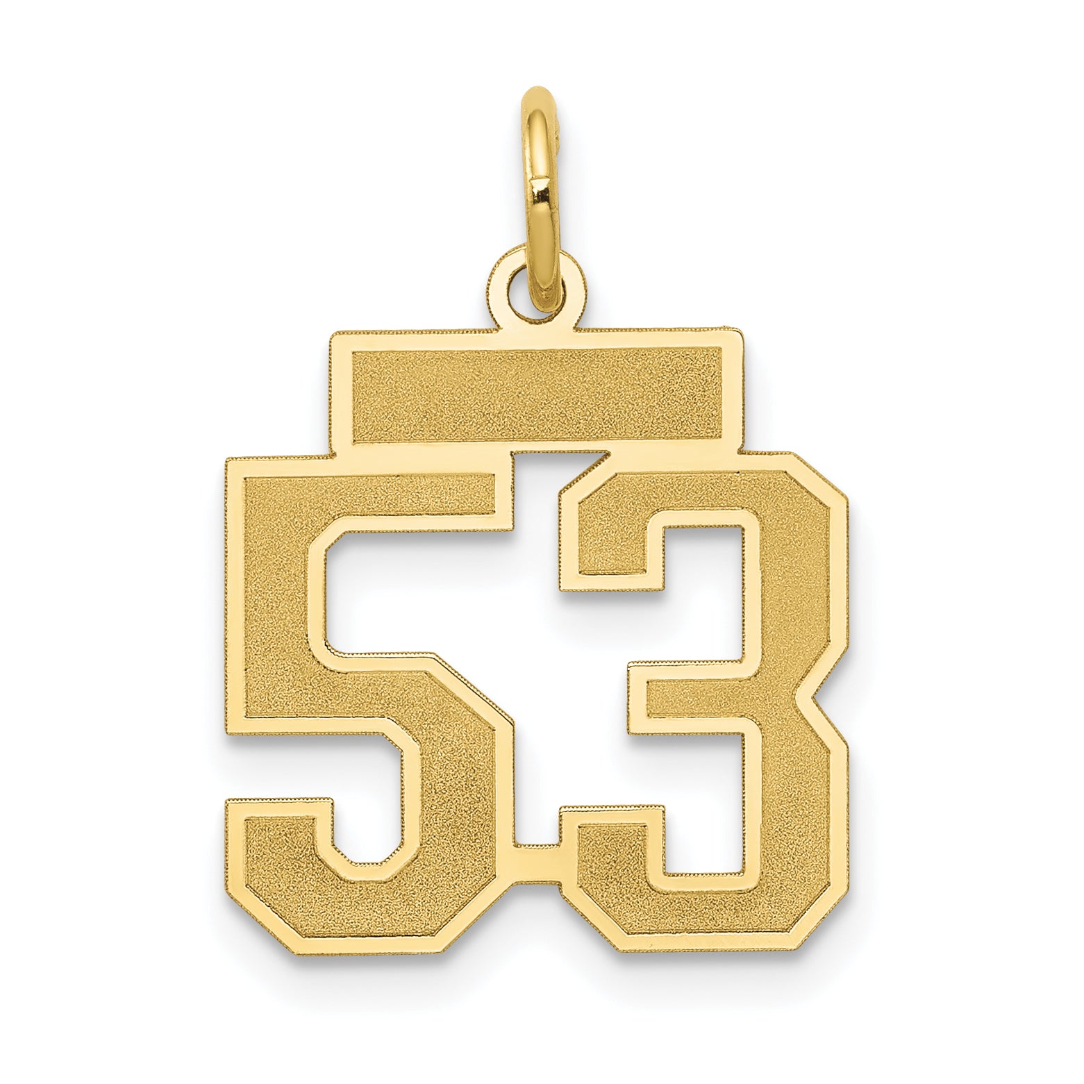 14K Yellow Gold Small Satin Number 53 Charm