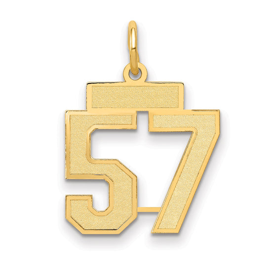 10K Yellow Gold Small Satin Number 57 Charm