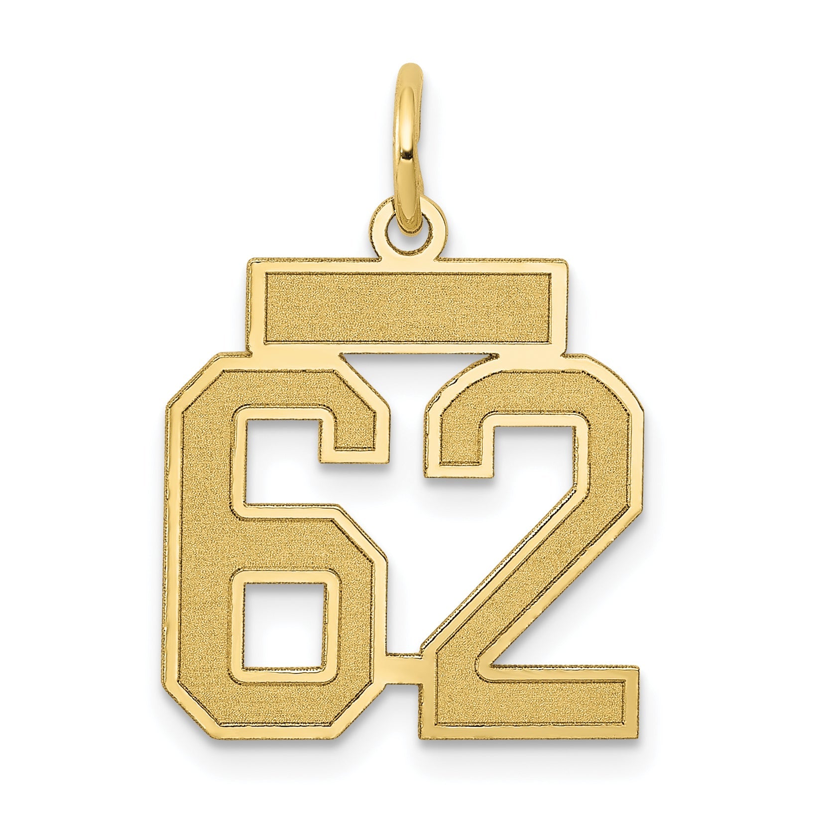 14K Yellow Gold Small Satin Number 62 Charm