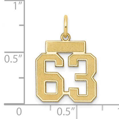 14K Yellow Gold Small Satin Number 63 Charm