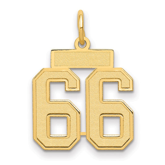 10K Yellow Gold Small Satin Number 66 Charm