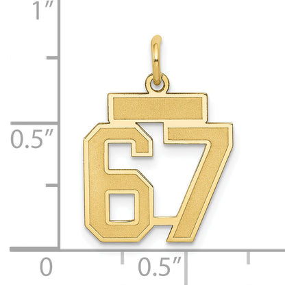 10K Yellow Gold Small Satin Number 67 Charm