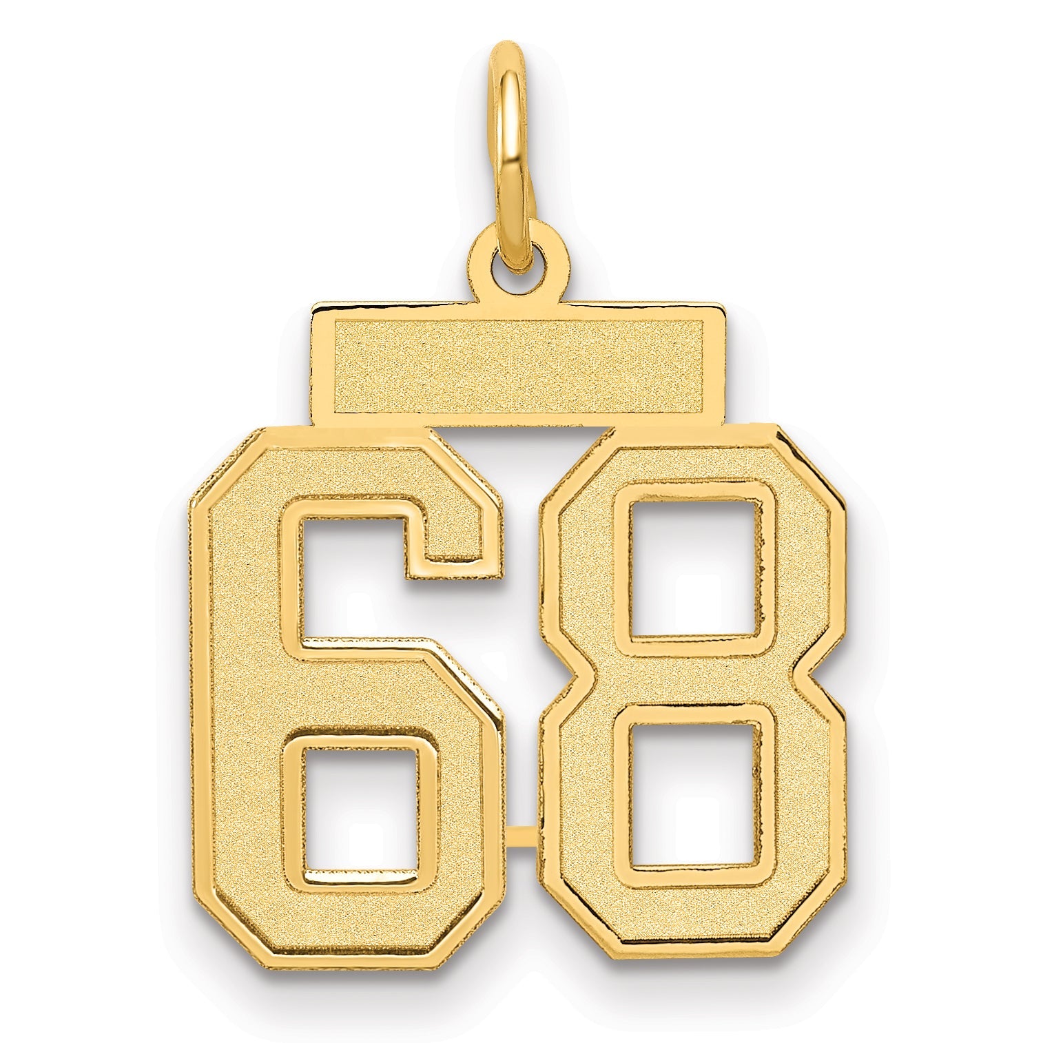 10K Yellow Gold Small Satin Number 68 Charm