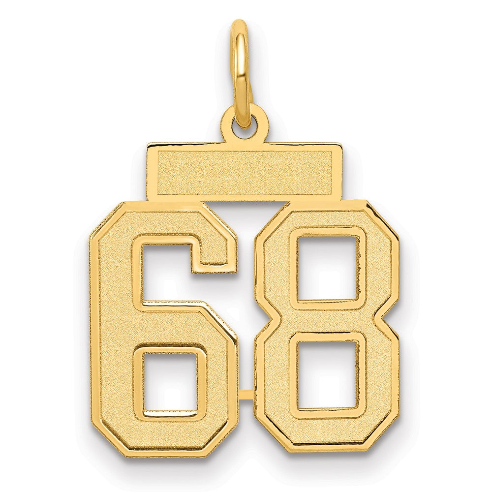 14K Yellow Gold Small Satin Number 68 Charm