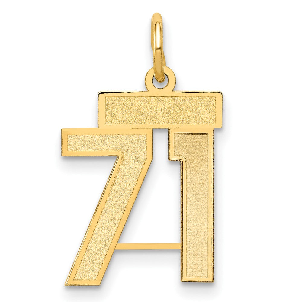 14K Yellow Gold Small Satin Number 71 Charm