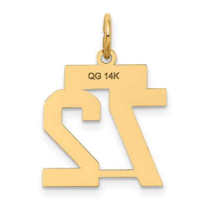 14k Yellow Gold 14k Small Satin Number 72 Charm