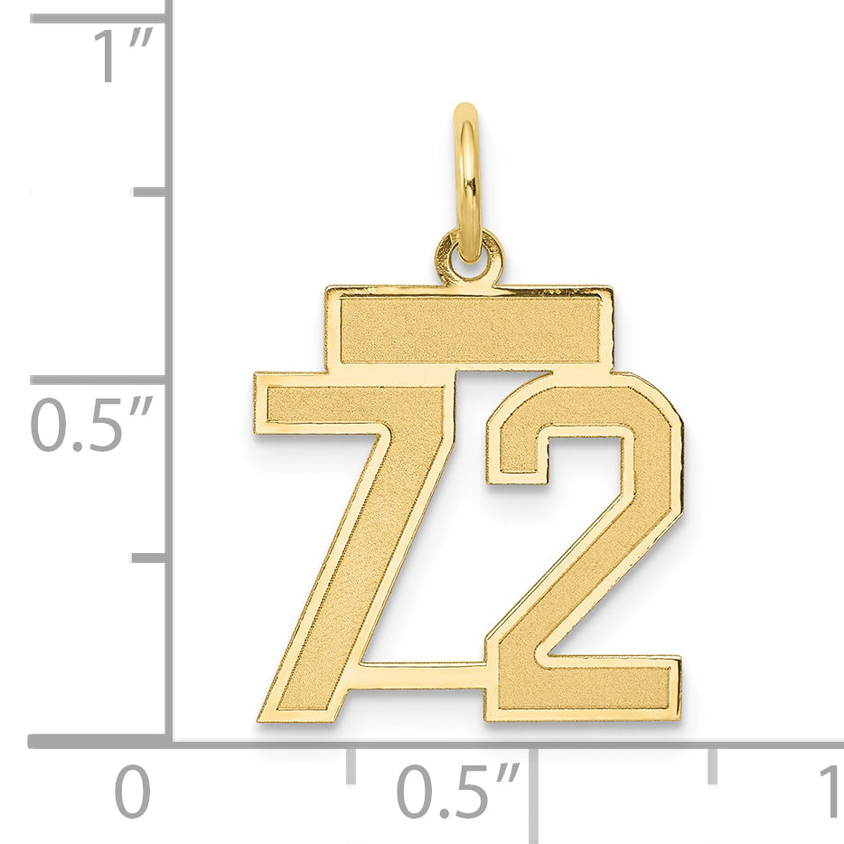 14k Yellow Gold 14k Small Satin Number 72 Charm