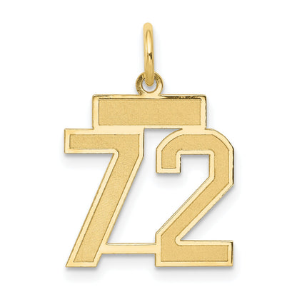 14k Yellow Gold 14k Small Satin Number 72 Charm