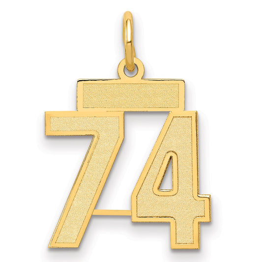 10K Yellow Gold Small Satin Number 74 Charm