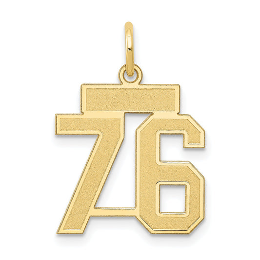 14K Yellow Gold Small Satin Number 76 Charm