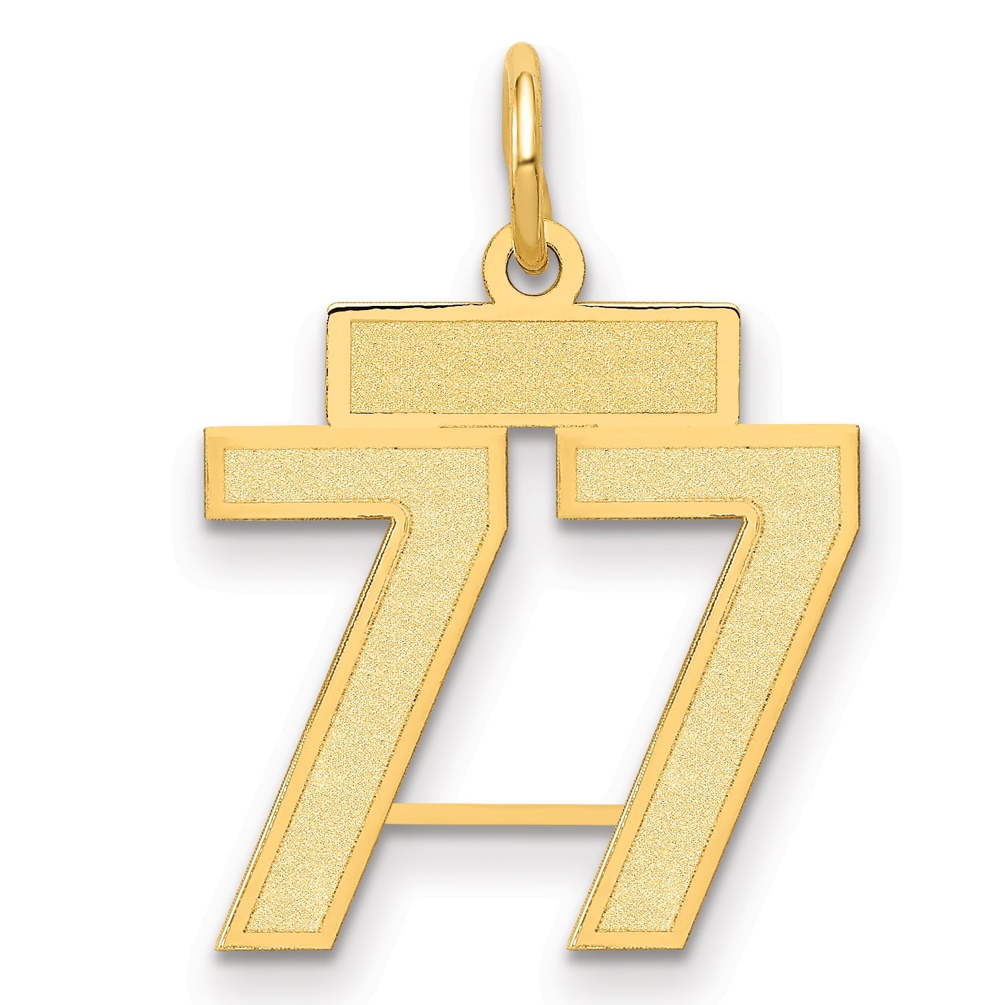 10K Yellow Gold Small Satin Number 77 Charm