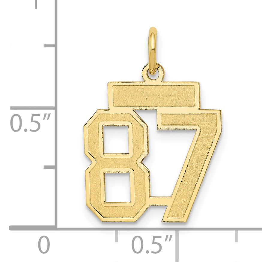 14K Yellow Gold Small Satin Number 87 Charm