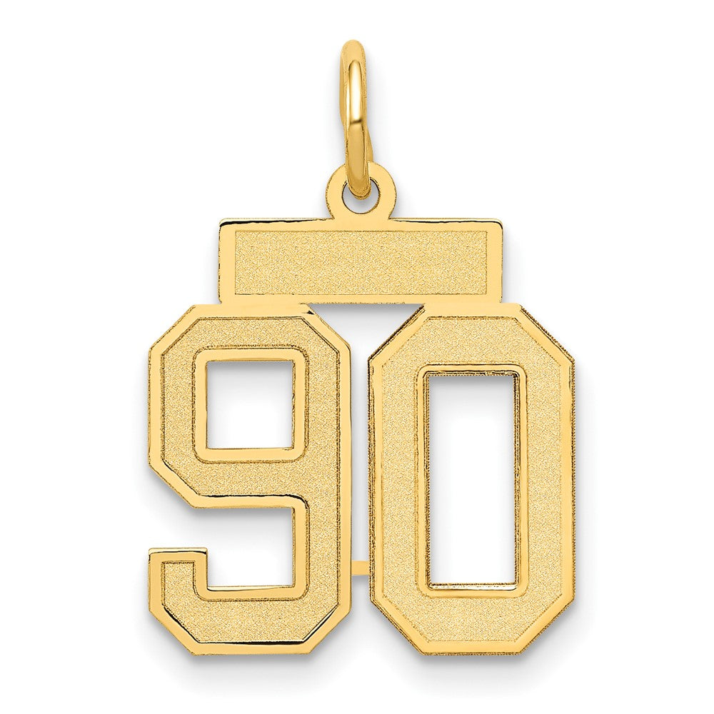14K Yellow Gold Small Satin Number 90 Charm
