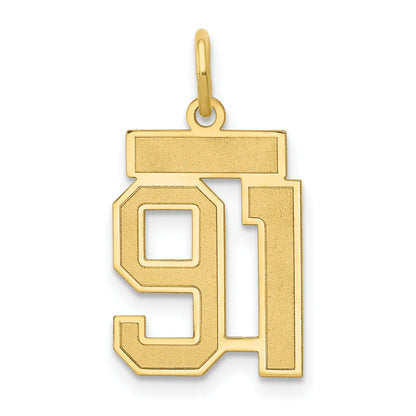 14k Yellow Gold 14k Small Satin Number 91 Charm