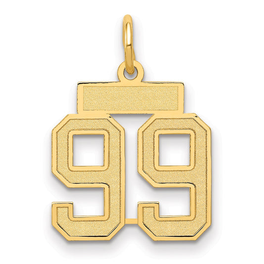 14k Yellow Gold 14k Small Satin Number 99 Charm