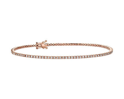 1.0ct. tw. Classic Four-Prong Natural Diamond Tennis Anklet Bracelet in 10K Rose Gold