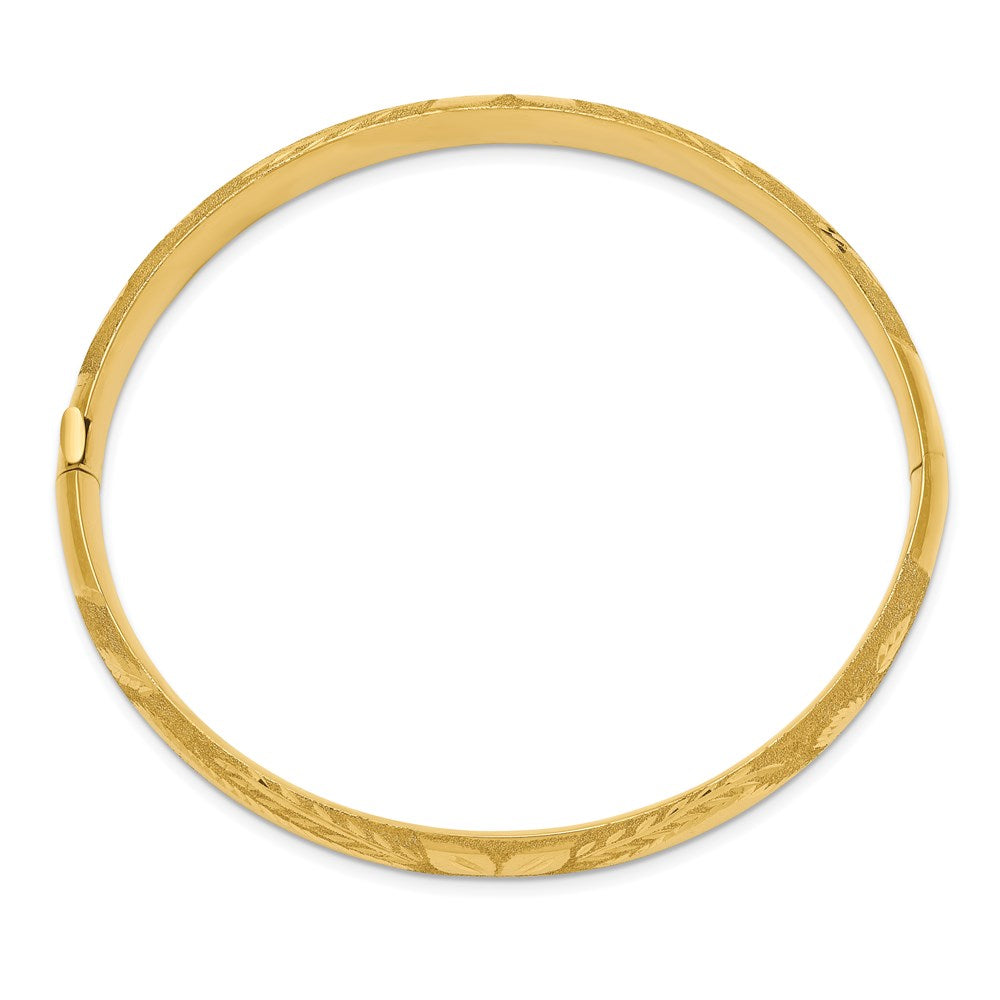 14K Yellow Gold 5/16 Laser Cut 8.00mm Hinged Oval Bangle Bracelet