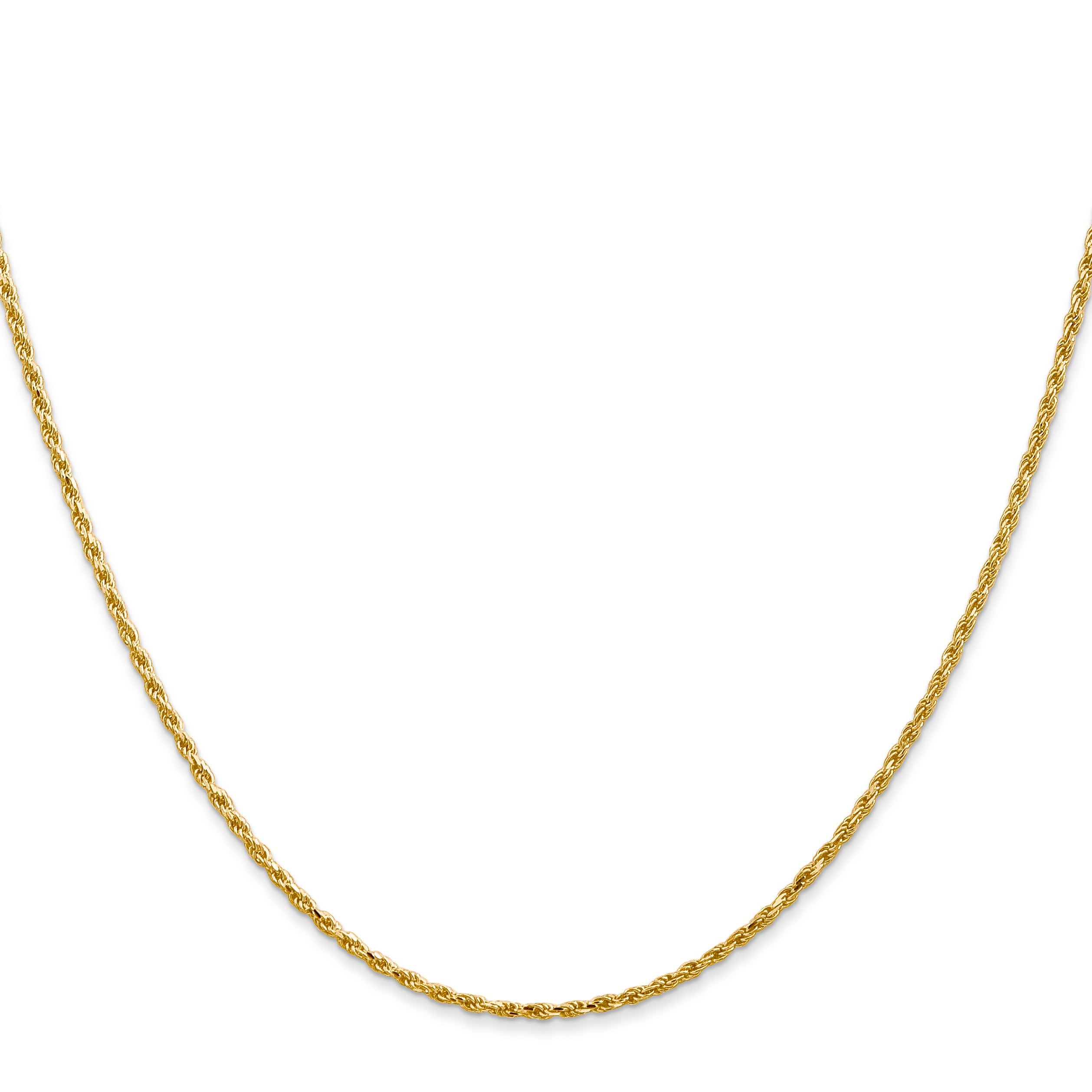 14K Yellow Gold 30 Inch 1.3mm Diamond Cut Solid Machine Made Rope With Lobster Clasp Chain Necklace