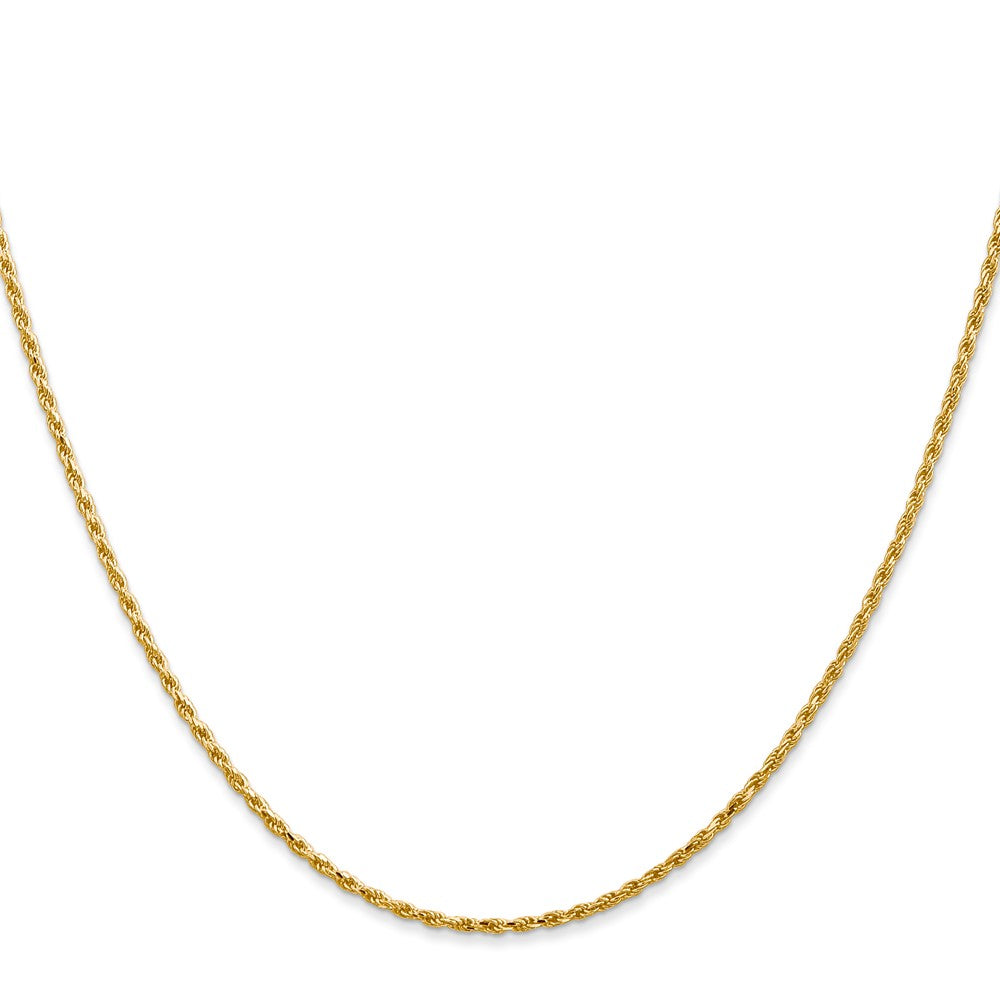 14K Yellow Gold 22 Inch 1.3mm Diamond Cut Solid Machine Made Rope With Lobster Clasp Chain Necklace