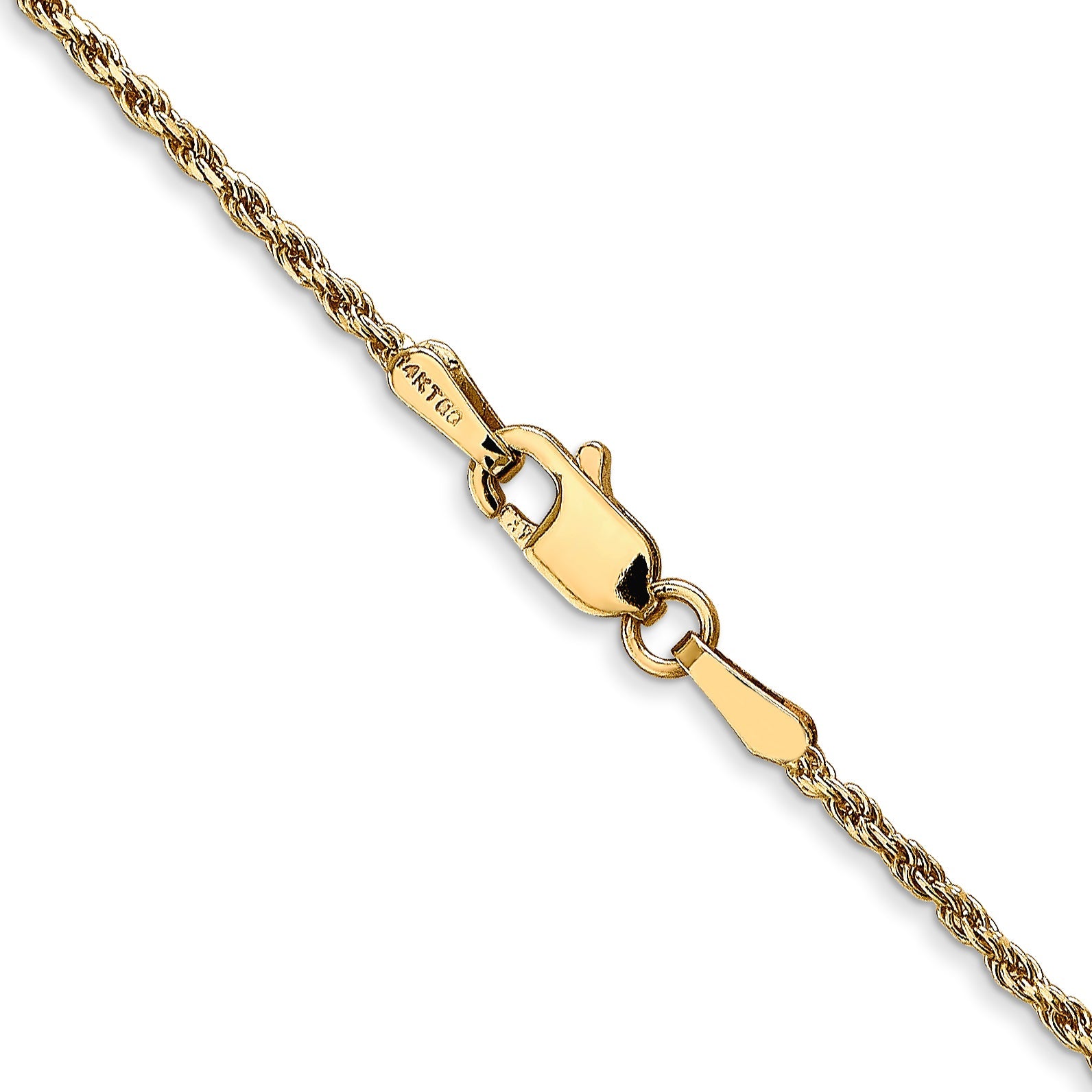 14k Yellow Gold 22 inch 1.5mm Diamond-cut Rope with Lobster Clasp Chain Necklace