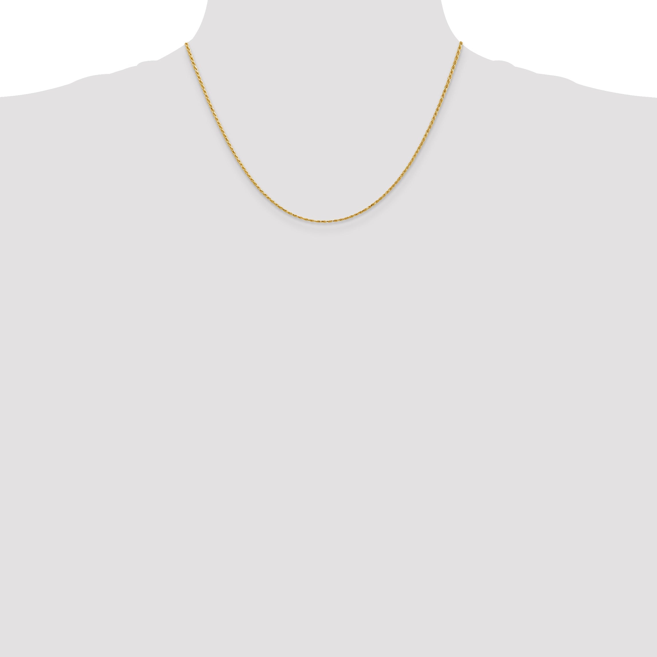 14k Yellow Gold 18 inch 1.5mm Diamond-cut Rope with Lobster Clasp Chain Necklace