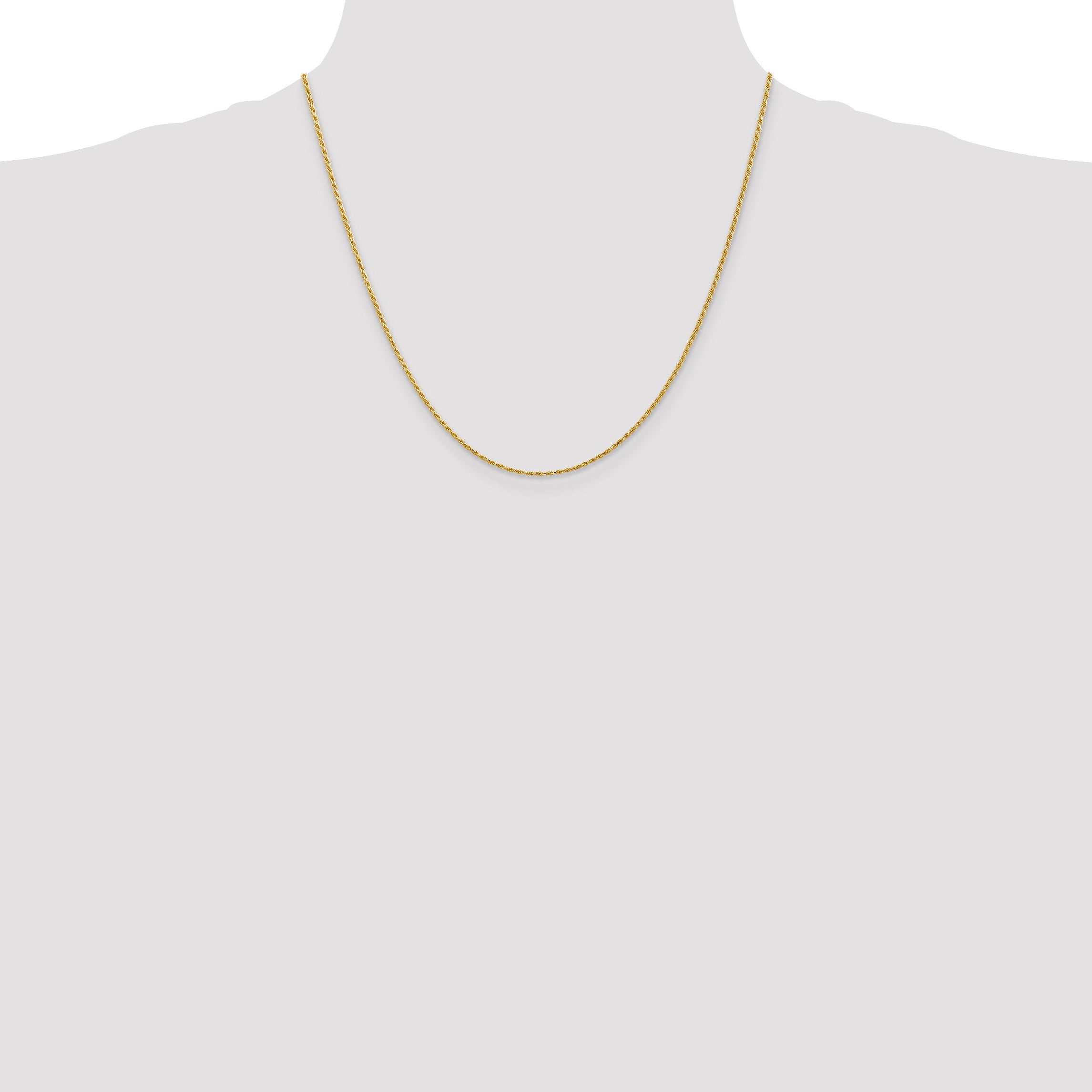 14k Yellow Gold 20inch 1.5mm Diamond-cut Rope with Lobster Clasp Chain Necklace
