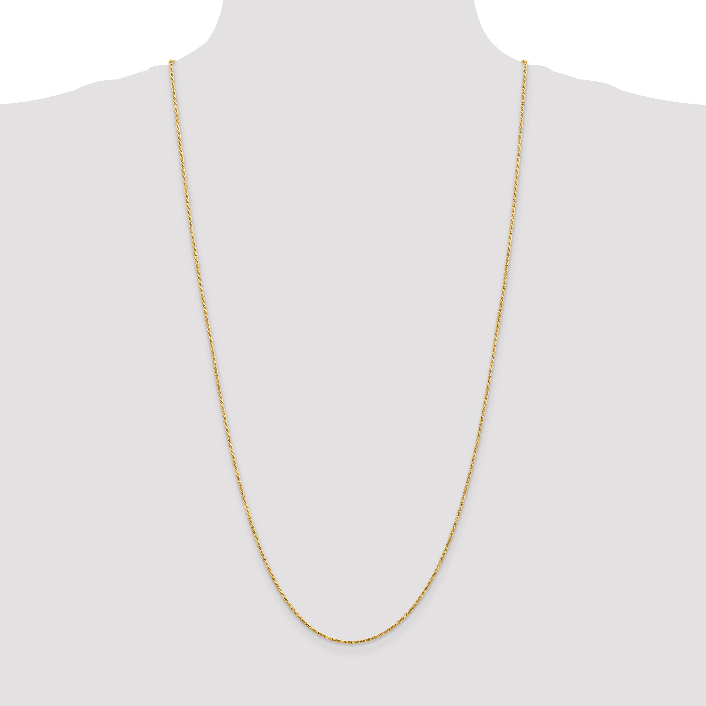 14k Yellow Gold 30 inch 1.5mm Diamond-cut Rope with Lobster Clasp Chain Necklace