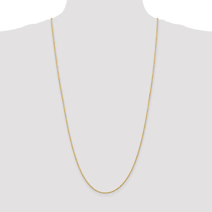14K Yellow Gold 30 Inch 1.3mm Diamond Cut Solid Machine Made Rope With Lobster Clasp Chain Necklace