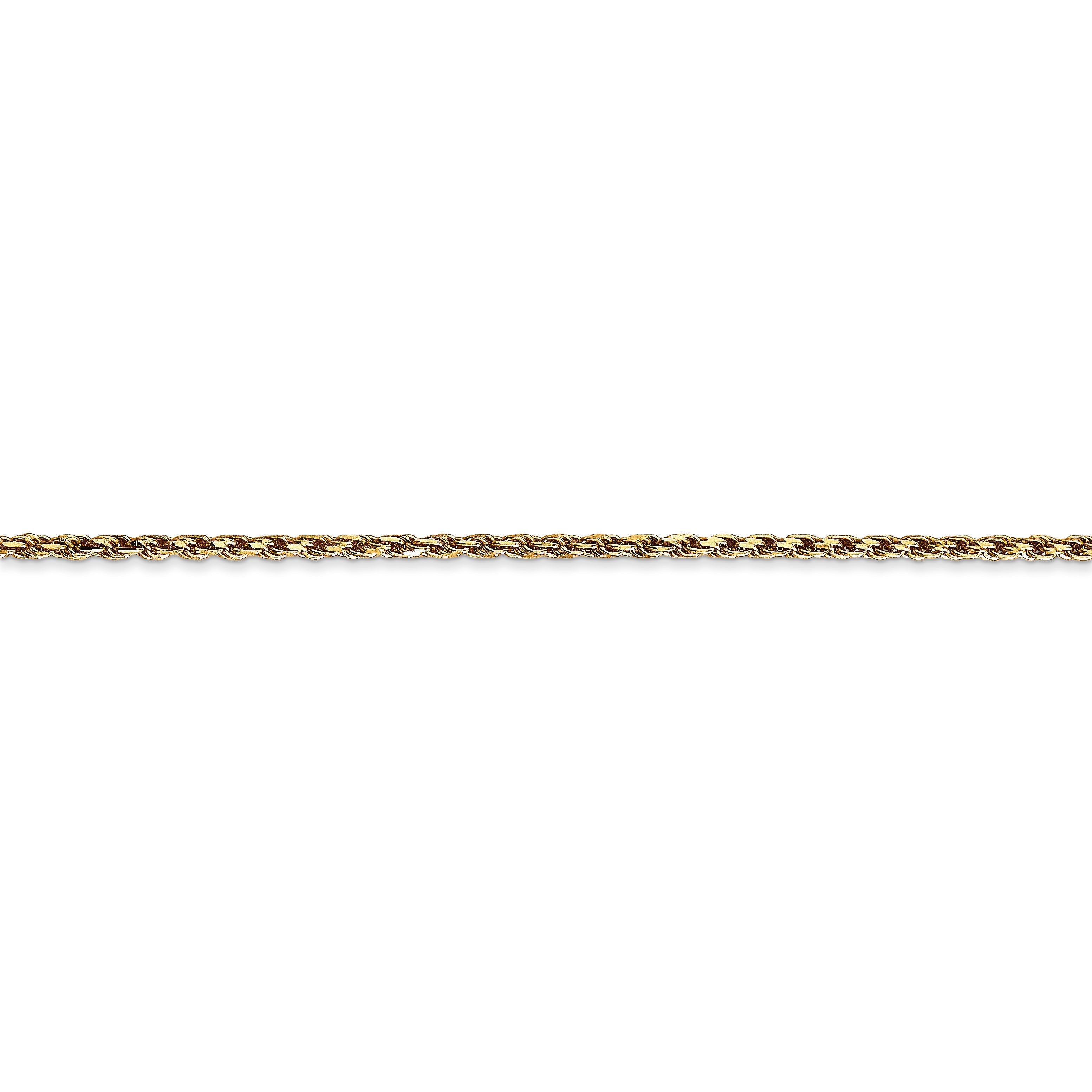 8 Inch 14K Yellow Gold 1.6mm Solid D/C Machine Made With Lobster Rope Chain Bracelet