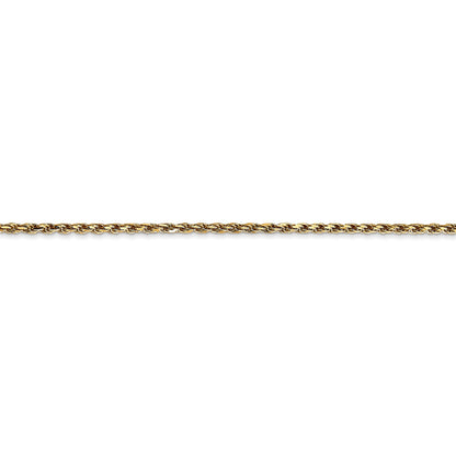 8 Inch 14K Yellow Gold 1.6mm Solid D/C Machine Made With Lobster Rope Chain Bracelet