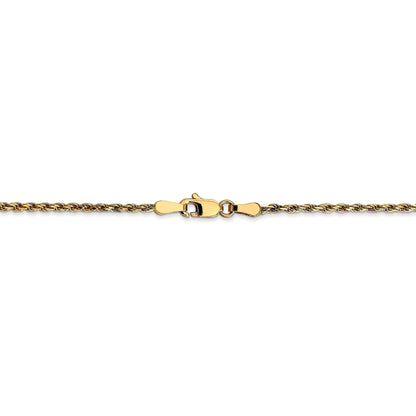 8 Inch 14K Yellow Gold 1.6mm Solid D/C Machine Made With Lobster Rope Chain Bracelet