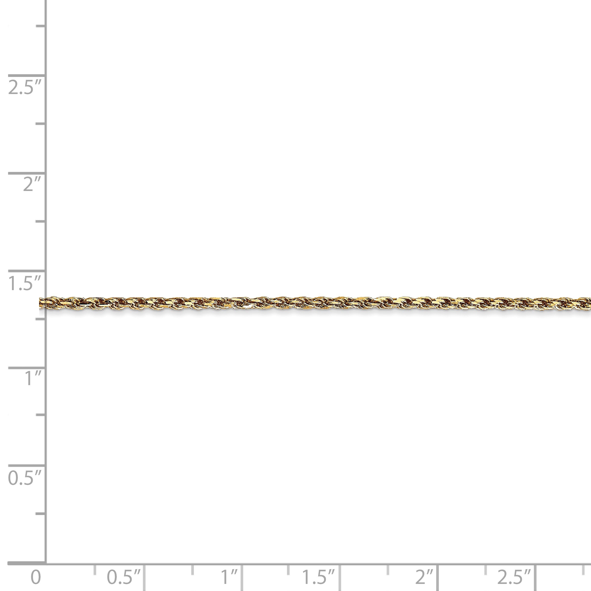 8 Inch 14K Yellow Gold 1.6mm Solid D/C Machine Made With Lobster Rope Chain Bracelet