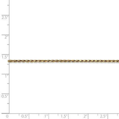 8 Inch 14K Yellow Gold 1.6mm Solid D/C Machine Made With Lobster Rope Chain Bracelet