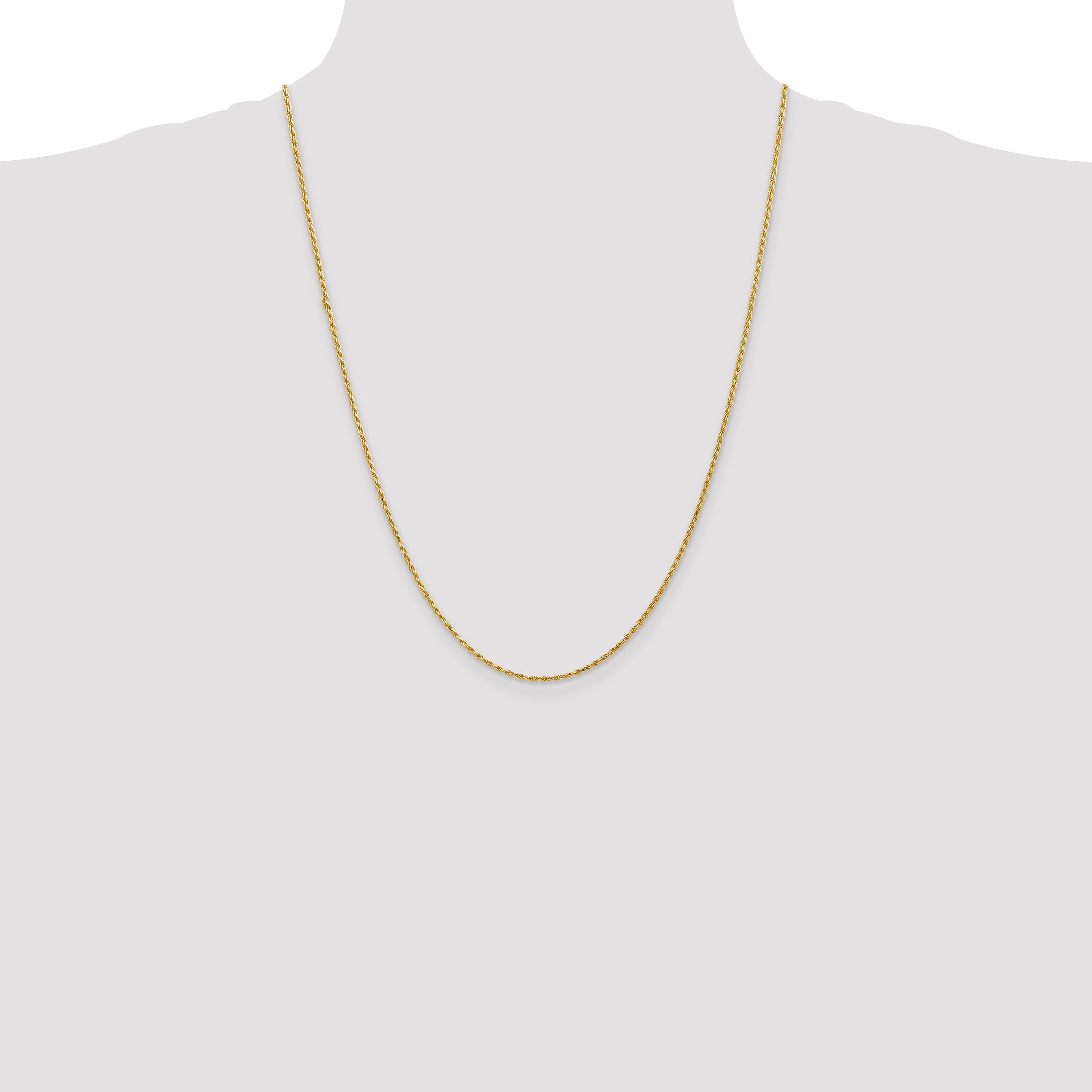 14k Yellow Gold 24 inch 1.75mm Diamond-cut Rope with Lobster Clasp Chain Necklace