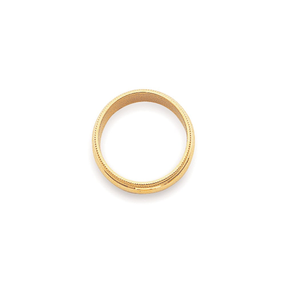 14k Yellow Gold 3mm Milgrain Half Round Wedding Band Ring