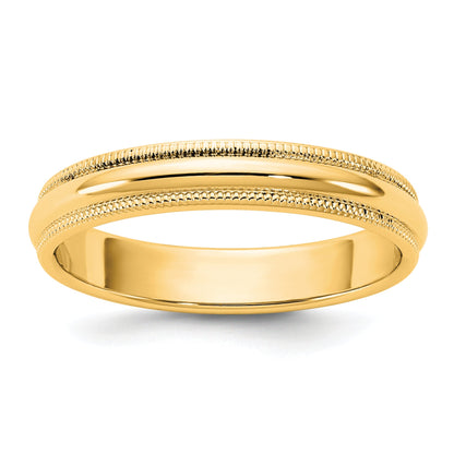10K Yellow Gold 10Ky 3.5mm Milgrain Half Round Band Size 6.5