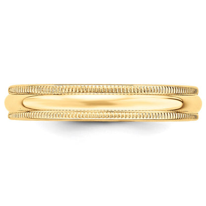 Solid 18K Yellow Gold 4mm Milgrain Half-Round Wedding Men's/Women's Wedding Band Ring Size 5.5