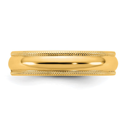 10K Yellow Gold 10Ky 4.5mm Milgrain Half Round Band Size 7