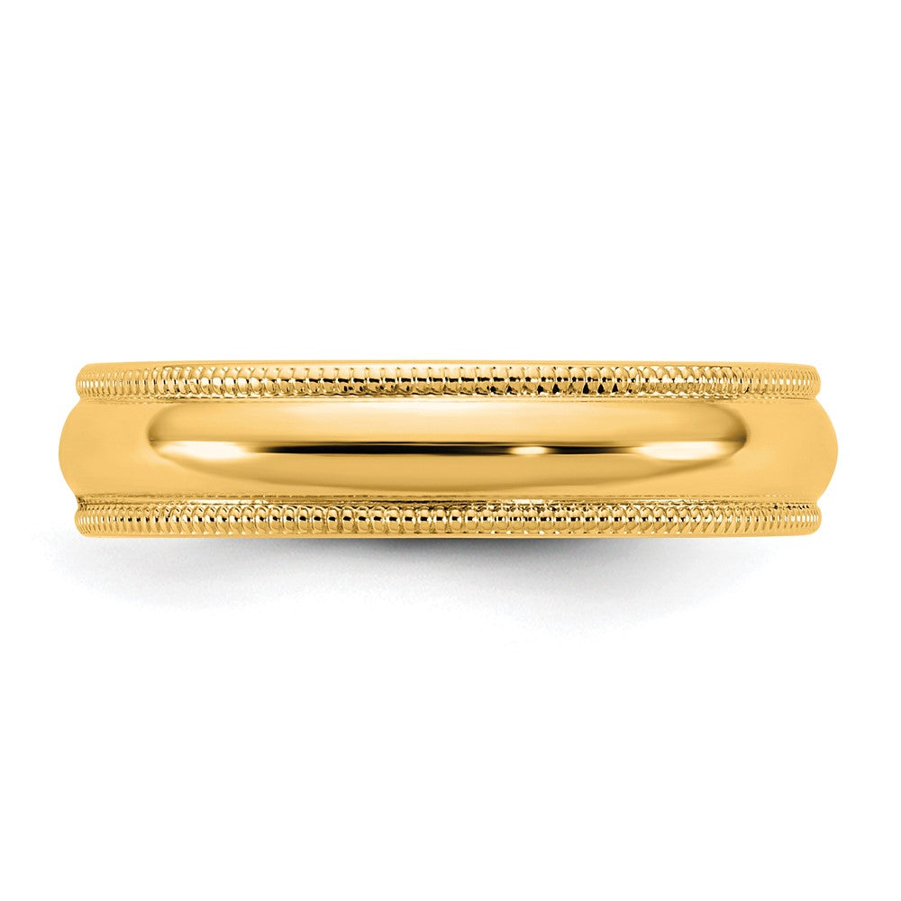 10K Yellow Gold 10Ky 4.5mm Milgrain Half Round Band Size 4