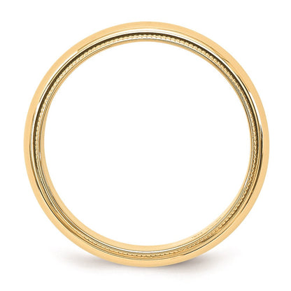 18k Yellow Gold 5mm Milgrain Half Round Wedding Band Ring