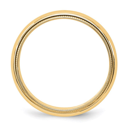 14k Yellow Gold 5mm Milgrain Half Round Wedding Band Ring