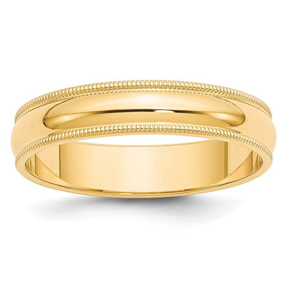 18k Yellow Gold 5mm Milgrain Half Round Wedding Band Ring