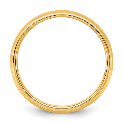 10K Yellow Gold 10Ky 5.5mm Milgrain Half Round Band Size 14