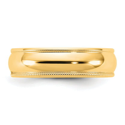 10K Yellow Gold 10Ky 5.5mm Milgrain Half Round Band Size 11.5