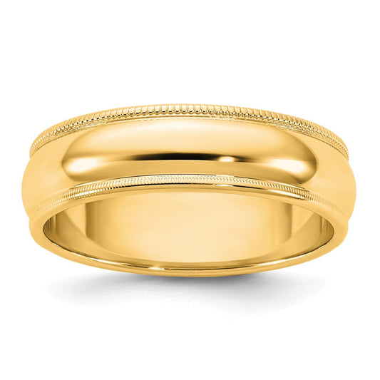 14K Yellow Gold 5.5mm Milgrain Half Round Band