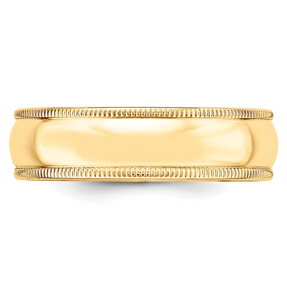 18k Yellow Gold 6mm Milgrain Half Round Wedding Band Ring