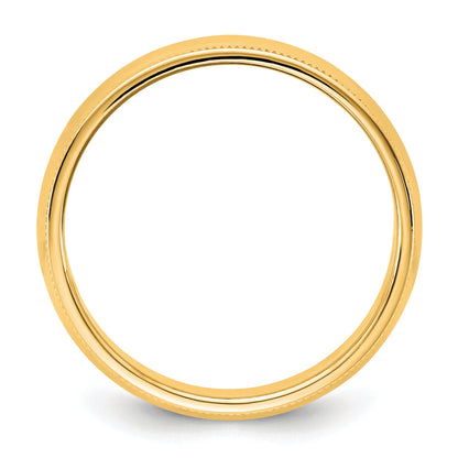 10K Yellow Gold 10Ky 6.5mm Milgrain Half Round Band Size 6.5