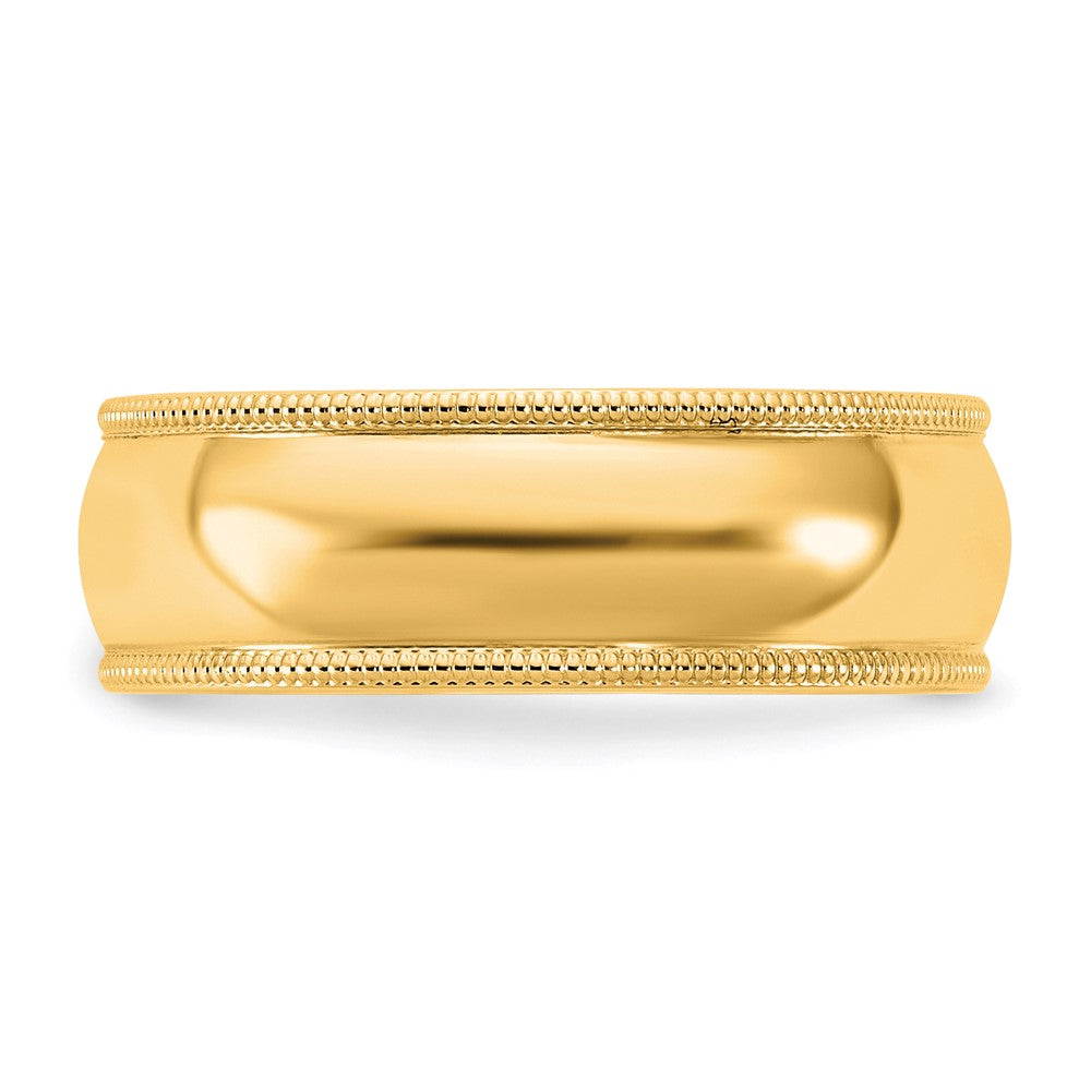 14K Yellow Gold 6.5mm Milgrain Half Round Band